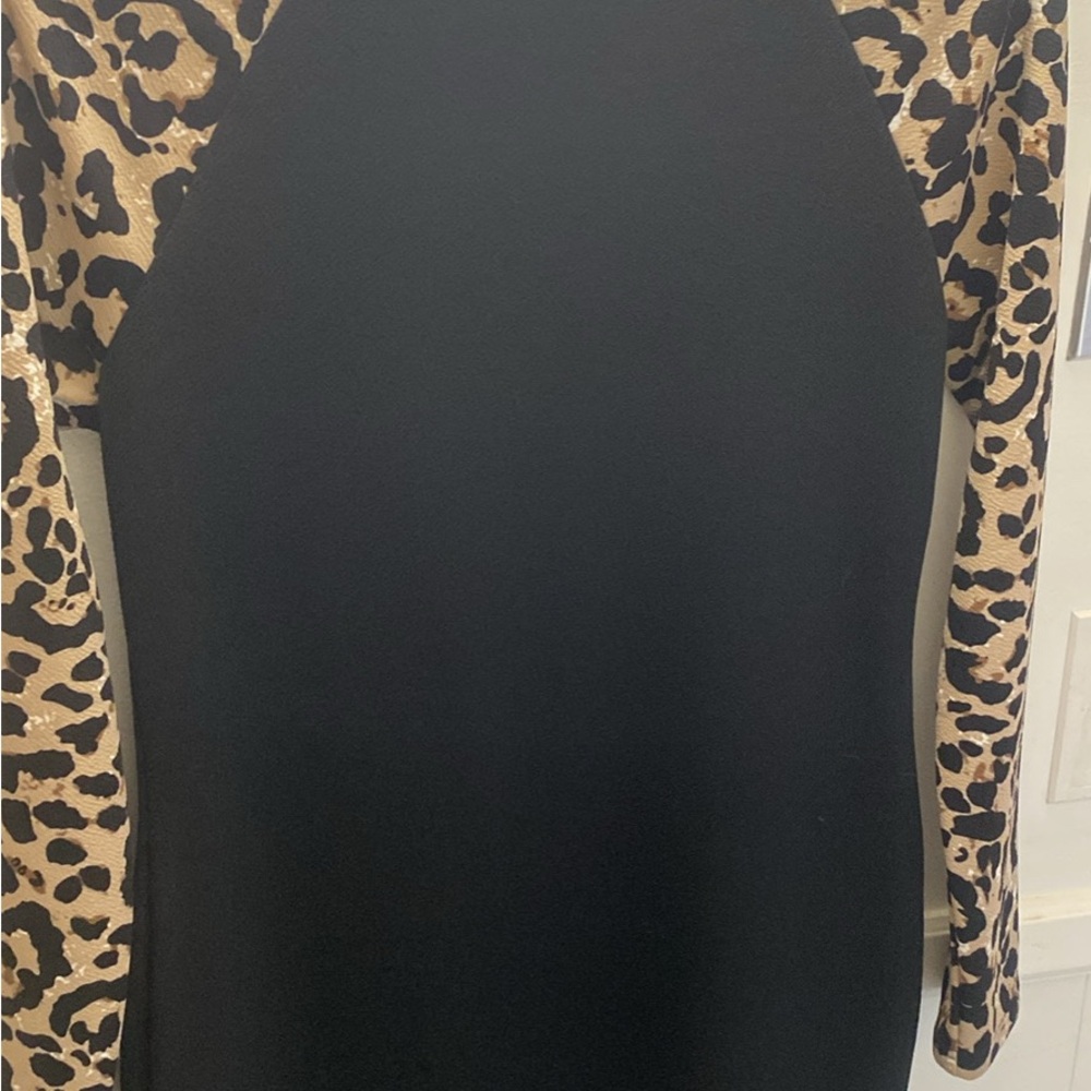 Leopard Print Black Dress